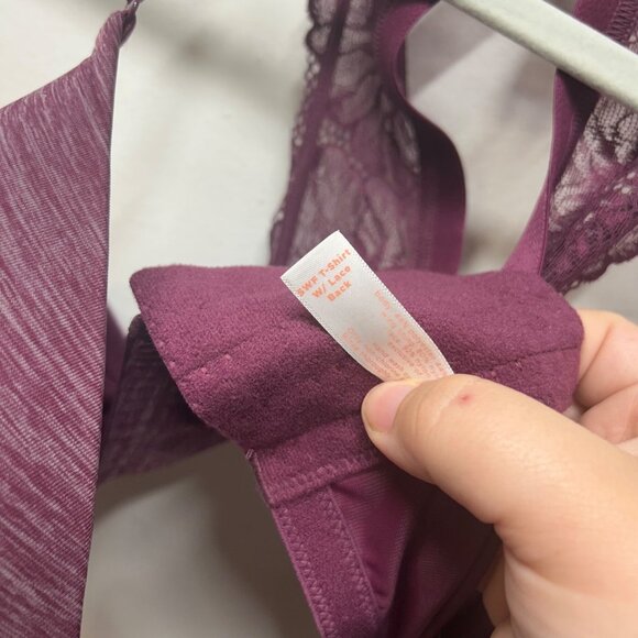 Cacique 40DD Purple Lace Racerback Underwire Bra W/ Adjustable Straps - Picture 3 of 11